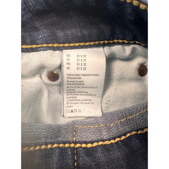 American Eagle Jeans Men 31x32 Blue Slim Strght Extreme Flex 4 Distressed Ripped - Picture 6 of 9